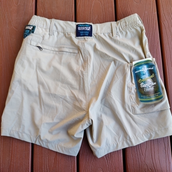 Hook and Tackle Beer Can Island Stretch Fishing Shorts Sand Tan Mens Size 32 NWT - Picture 6 of 14